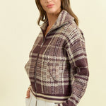 Brown Plaid Sweater Jacket - The Nines