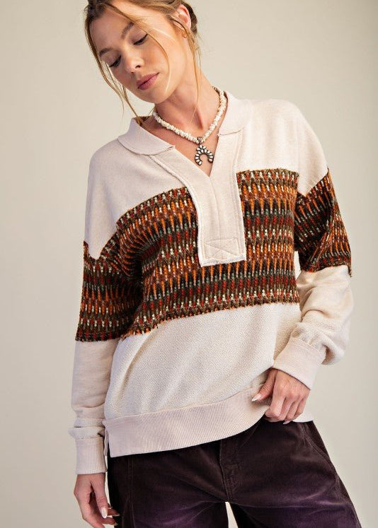 Jordyn Crochet Detail French Terry Pullover - 2 colors! - The Nines