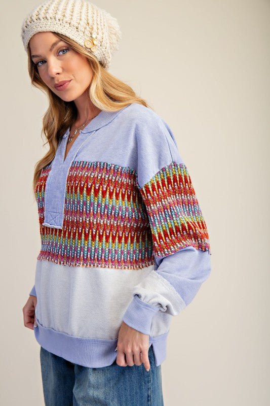 Jordyn Crochet Detail French Terry Pullover - 2 colors! - The Nines