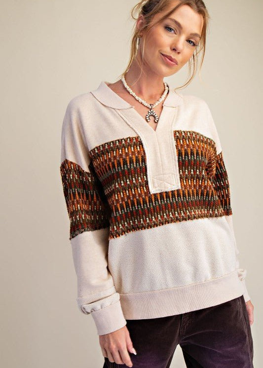 Jordyn Crochet Detail French Terry Pullover - 2 colors! - The Nines