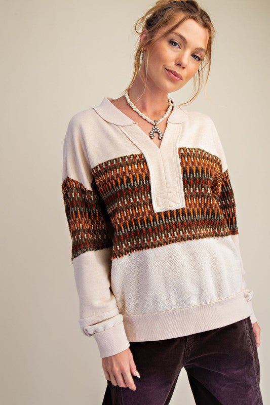 Jordyn Crochet Detail French Terry Pullover - 2 colors! - The Nines