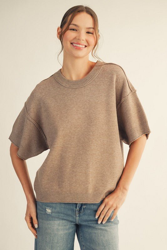 Raw Edge Short Sleeve Sweaters - 3 Colors! - The Nines