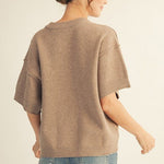 Raw Edge Short Sleeve Sweaters - 3 Colors! - The Nines