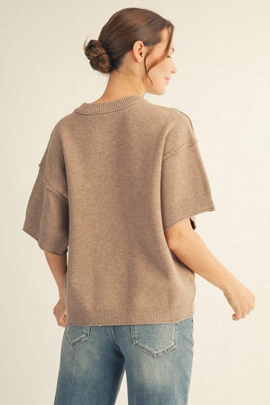 Raw Edge Short Sleeve Sweaters - 3 Colors! - The Nines