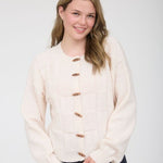 Cream Checkered Toggle Cardigan - The Nines