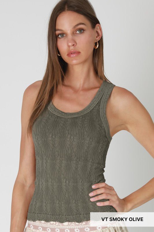 Nikibiki Reversible Lace Textured Tank - 3 Colors! - The Nines