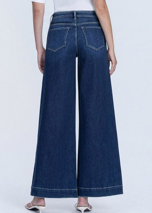 Vervet Beaming Dark Wash Palazzo Jean - The Nines