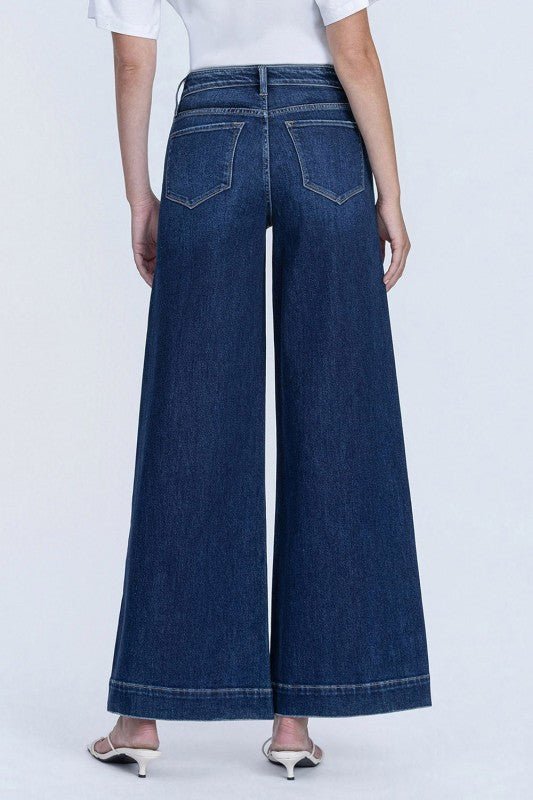 Vervet Beaming Dark Wash Palazzo Jean - The Nines