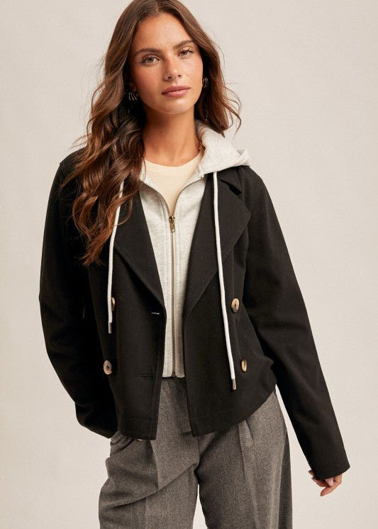 Cropped Jacket With Detachable Hood - 2 Colors! - The Nines