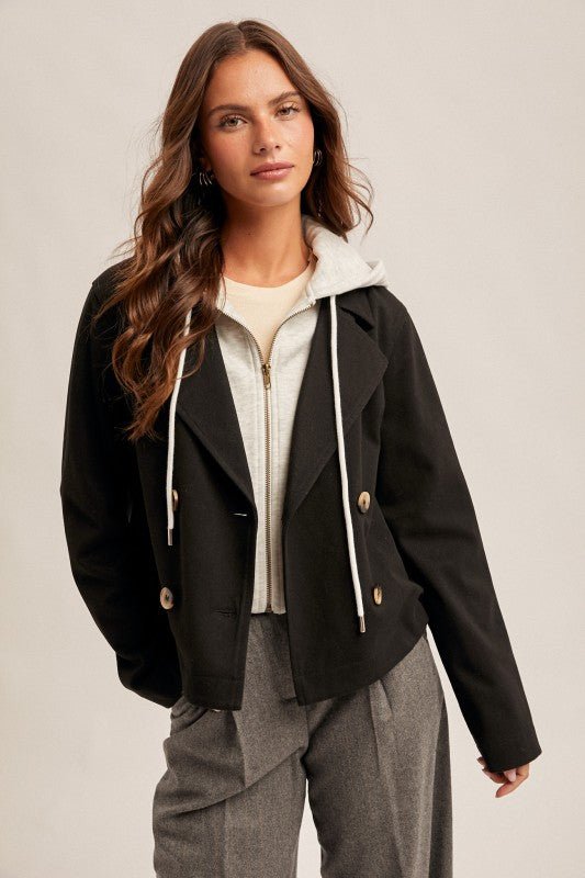 Cropped Jacket With Detachable Hood - 2 Colors! - The Nines