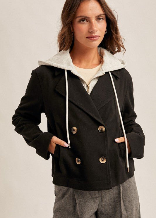 Cropped Jacket With Detachable Hood - 2 Colors! - The Nines