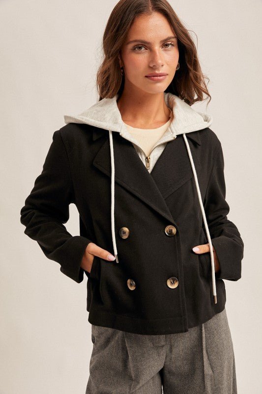 Cropped Jacket With Detachable Hood - 2 Colors! - The Nines