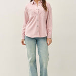 Soft Washed Denim Shacket - Dusty Pink