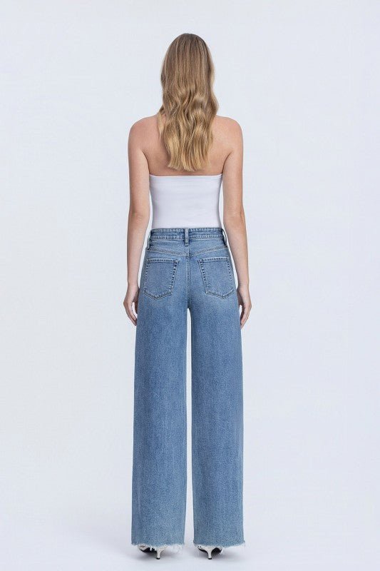 Flying Monkey Raw Hem Closeness High Rise Wide Leg Jean - The Nines