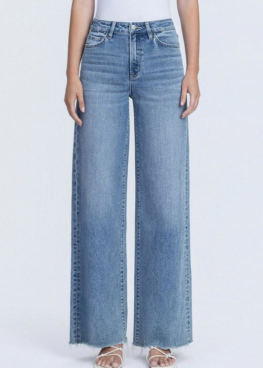 Flying Monkey Raw Hem Closeness High Rise Wide Leg Jean - The Nines