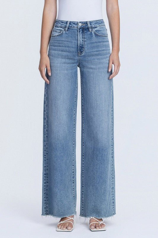 Flying Monkey Raw Hem Closeness High Rise Wide Leg Jean - The Nines