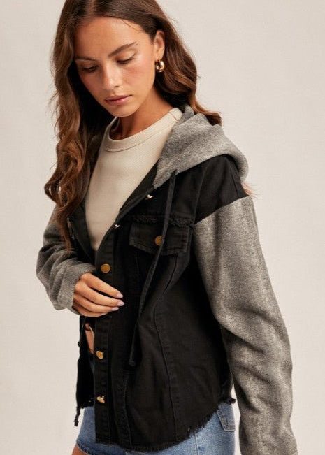 Black Plaid Sleeve Jacket - The Nines