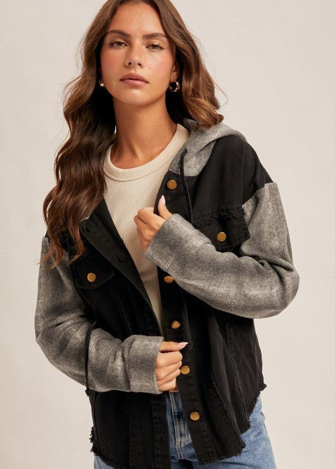 Black Plaid Sleeve Jacket - The Nines