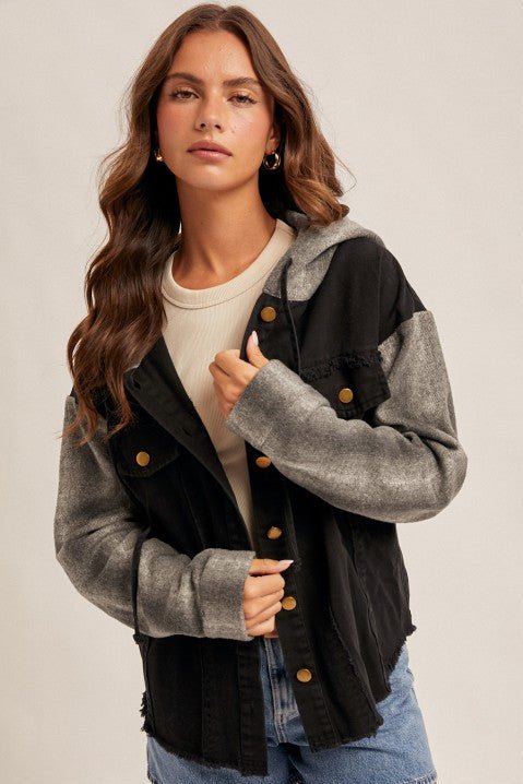 Black Plaid Sleeve Jacket - The Nines
