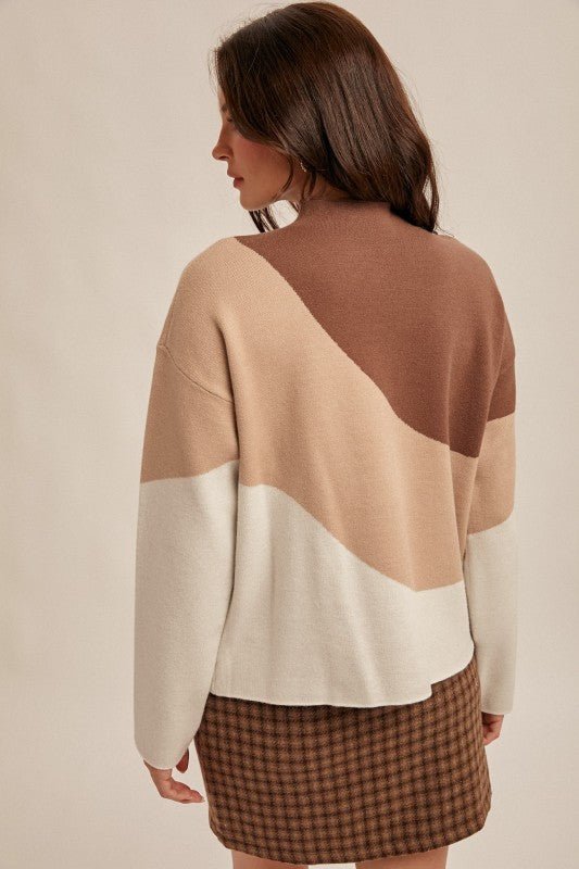 Colorblock Mock Sweater Tops - 2 Colors! - The Nines