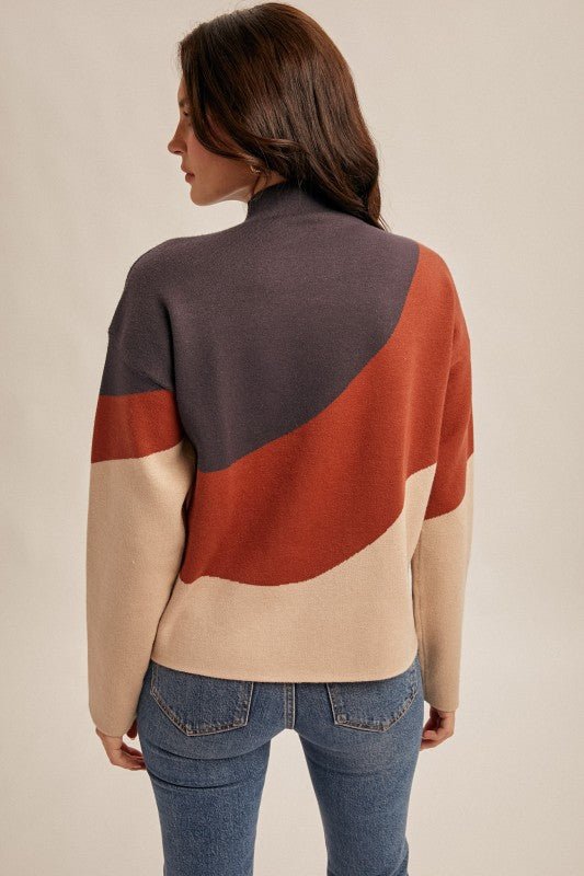 Colorblock Mock Sweater Tops - 2 Colors! - The Nines