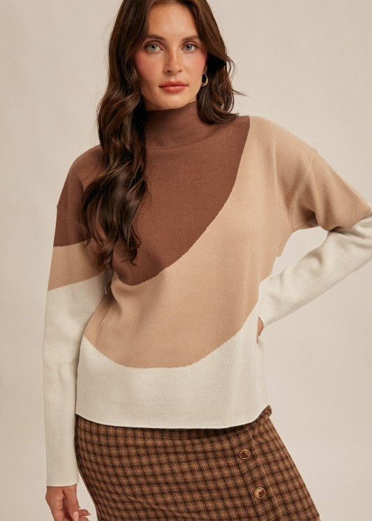 Colorblock Mock Sweater Tops - 2 Colors! - The Nines