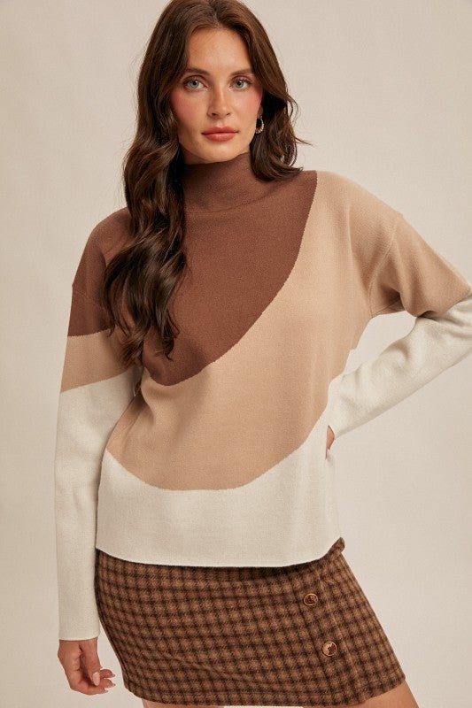 Colorblock Mock Sweater Tops - 2 Colors! - The Nines