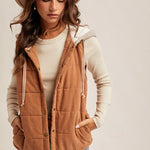 Contrast Trim Hooded Puffer Vest - 2 colors! - The Nines
