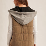 Contrast Trim Hooded Puffer Vest - 2 colors! - The Nines