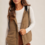 Contrast Trim Hooded Puffer Vest - 2 colors! - The Nines