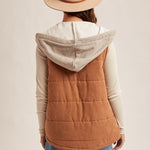 Contrast Trim Hooded Puffer Vest - 2 colors! - The Nines