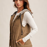 Contrast Trim Hooded Puffer Vest - 2 colors! - The Nines