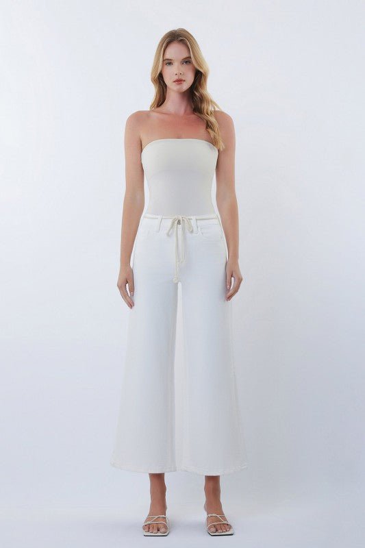 Vervet Optic White Drawstring Jean - The Nines