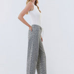 Vervet Gray Leopard Drawstring Barrel Jeans - The Nines