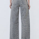Vervet Gray Leopard Drawstring Barrel Jeans - The Nines