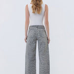 Vervet Gray Leopard Drawstring Barrel Jeans - The Nines