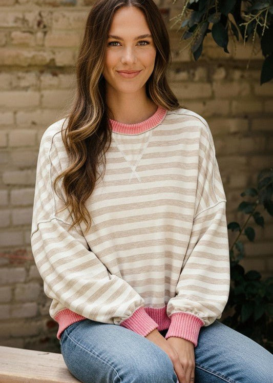 Relaxed Fit Striped Pullovers - 2 Colors! - The Nines