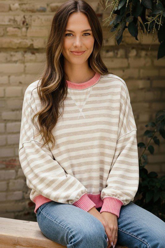 Relaxed Fit Striped Pullovers - 2 Colors! - The Nines