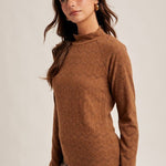 Mocha Mock Lace Brushed Top - The Nines