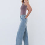 Vervet Comfort Stretch Crop Distressed Hem Jeans - The Nines