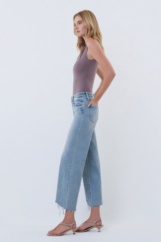 Vervet Comfort Stretch Crop Distressed Hem Jeans - The Nines