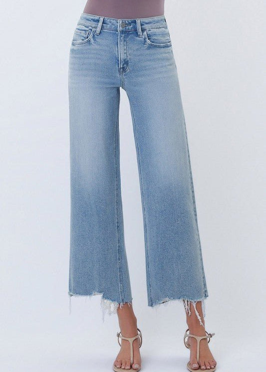 Vervet Comfort Stretch Crop Distressed Hem Jeans - The Nines
