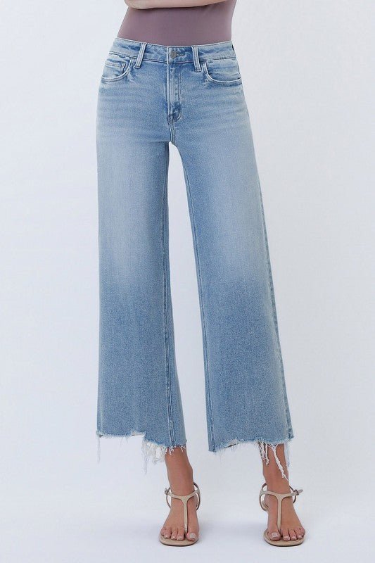 Vervet Comfort Stretch Crop Distressed Hem Jeans - The Nines