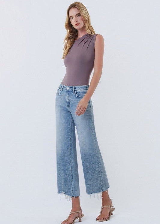 Vervet Comfort Stretch Crop Distressed Hem Jeans - The Nines