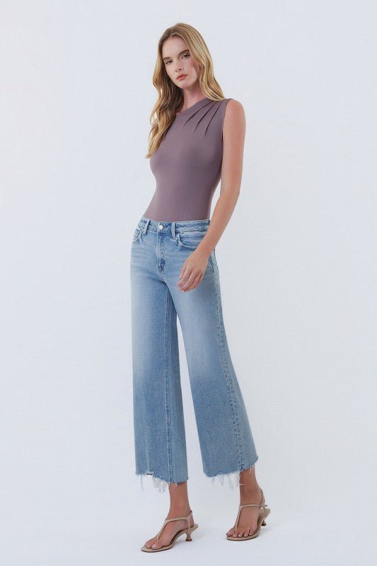 Vervet Comfort Stretch Crop Distressed Hem Jeans - The Nines