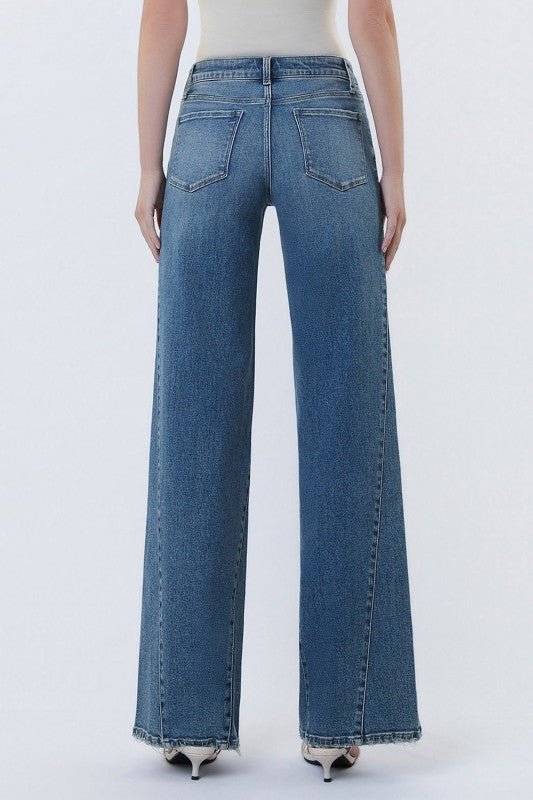 Vervet Midrise Cheerfulness Wash Panel Wide Leg Jeans - The Nines