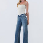 Vervet Midrise Cheerfulness Wash Panel Wide Leg Jeans - The Nines