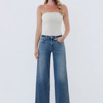 Vervet Midrise Cheerfulness Wash Panel Wide Leg Jeans - The Nines