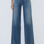 Vervet Midrise Cheerfulness Wash Panel Wide Leg Jeans - The Nines