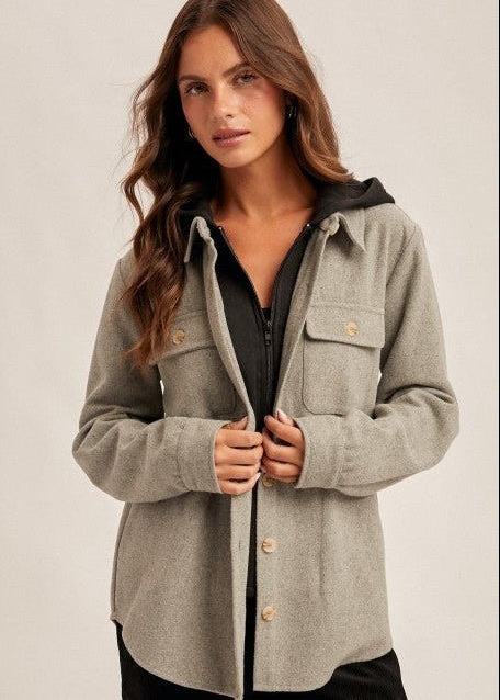 Hooded Gray & Black Shacket - The Nines